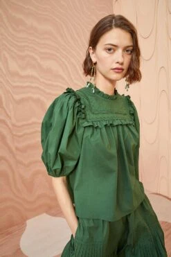 ULLA JOHNSON Adeline Top - Juniper 9 ULLA JOHNSON Adeline Top - Juniper -Olivia Fashion Shop ULLA JOHNSON Adeline Top JUNIPER 05