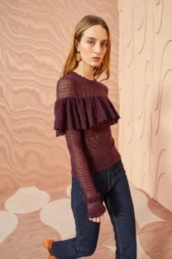 ULLA JOHNSON Augustina Pullover - Mahogany -Olivia Fashion Shop ULLA JOHNSON Augustina Pullover MAHOGANY 05