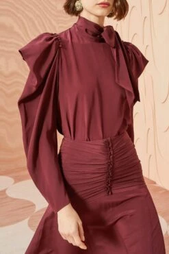 ULLA JOHNSON Brea Blouse - Mahogany -Olivia Fashion Shop ULLA JOHNSON Brea Blouse MAHOGANY 02 ALT