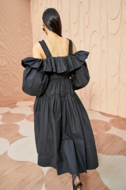 ULLA JOHNSON Caprice Dress - Noir -Olivia Fashion Shop ULLA JOHNSON Caprice Dress NOIR 03