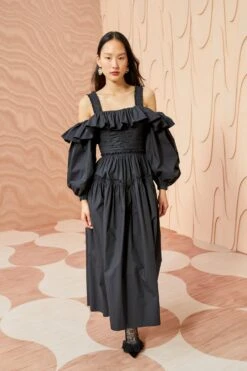 ULLA JOHNSON Caprice Dress - Noir -Olivia Fashion Shop ULLA JOHNSON Caprice Dress NOIR 04