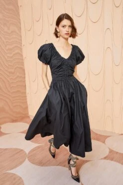 ULLA JOHNSON Cecile Dress - Noir -Olivia Fashion Shop ULLA JOHNSON Cecile Dress NOIR 03