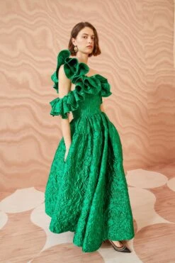 ULLA JOHNSON Cosima Gown - Emerald -Olivia Fashion Shop ULLA JOHNSON Cosima Gown EMERALD 0060