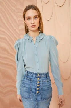 ULLA JOHNSON Dara Blouse - Agave