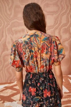 ULLA JOHNSON Dina Top - Coral Bloom -Olivia Fashion Shop ULLA JOHNSON Dina Top CORAL BLOOM 0106