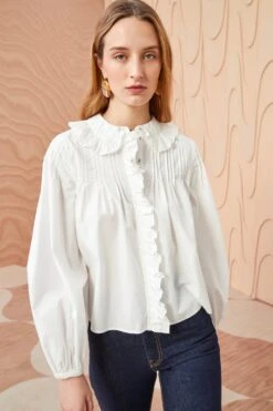 ULLA JOHNSON Dolores Blouse - Pristine 7 ULLA JOHNSON Dolores Blouse - Pristine -Olivia Fashion Shop ULLA JOHNSON Dolores Blouse PRISTINE 0005
