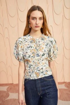 ULLA JOHNSON Elise Top - Gardenia -Olivia Fashion Shop ULLA JOHNSON Elise Top GARDENIA 0013