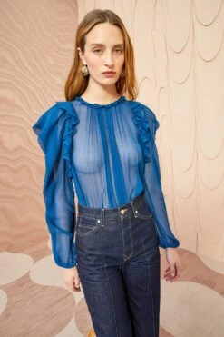 ULLA JOHNSON Elvia Blouse - Sapphire 9 ULLA JOHNSON Elvia Blouse - Sapphire -Olivia Fashion Shop ULLA JOHNSON Elvia Blouse SAPPHIRE 05