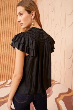 ULLA JOHNSON Eva Top - Noir -Olivia Fashion Shop ULLA JOHNSON Eva Top Noir 0069