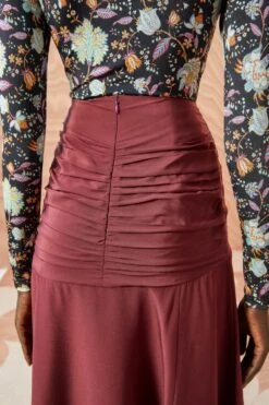 ULLA JOHNSON Imani Skirt - Mahogany -Olivia Fashion Shop ULLA JOHNSON Imani Skirt MAHOGANY 0167