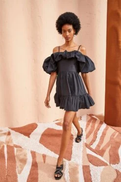 ULLA JOHNSON Lila Dress - Noir -Olivia Fashion Shop ULLA JOHNSON LILA DRESS NOIR 03