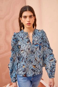 ULLA JOHNSON Manet Blouse - Morning Glory -Olivia Fashion Shop ULLA JOHNSON Manet Blouse MORNING GLORY 05