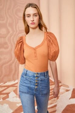 ULLA JOHNSON Marika Top - Chestnut -Olivia Fashion Shop ULLA JOHNSON Marika Top CHESTNUT 05