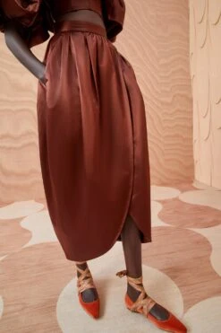 ULLA JOHNSON Maxine Skirt - Mahogany 10 ULLA JOHNSON Maxine Skirt - Mahogany -Olivia Fashion Shop ULLA JOHNSON Maxine Skirt MAHOGANY 0108