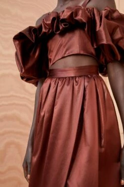 ULLA JOHNSON Maxine Skirt - Mahogany 8 ULLA JOHNSON Maxine Skirt - Mahogany -Olivia Fashion Shop ULLA JOHNSON Maxine Skirt MAHOGANY 02 ALT