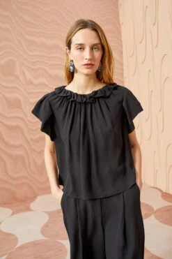ULLA JOHNSON Monika Top - Noir -Olivia Fashion Shop ULLA JOHNSON Monika Top NOIR 04