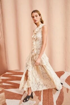 ULLA JOHNSON Odile Dress - Chalk -Olivia Fashion Shop ULLA JOHNSON Odile Dress CHALK 0042