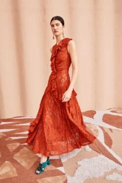 ULLA JOHNSON Odile Dress - Paprika -Olivia Fashion Shop ULLA JOHNSON Odile Dress PAPRIKA 01 MAIN