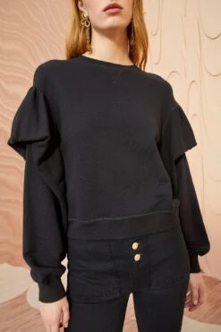 ULLA JOHNSON Pilar Pullover - Noir -Olivia Fashion Shop ULLA JOHNSON Pilar Pullover NOIR 04