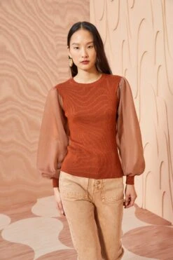 ULLA JOHNSON Sabrina Pullover - Redwood -Olivia Fashion Shop ULLA JOHNSON Sabrina Pullover REDWOOD 0006