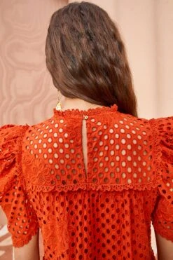 ULLA JOHNSON Simone Dress - Terracotta -Olivia Fashion Shop ULLA JOHNSON Simone Dress TERRACOTTA 05