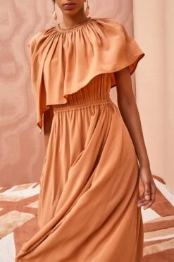 ULLA JOHNSON Tahlia Dress - Chestnut -Olivia Fashion Shop ULLA JOHNSON Tahlia Dress CHESTNUT 03