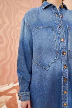 ULLA JOHNSON The Valerie Dress - Danube Medium Indigo Wash -Olivia Fashion Shop ULLA JOHNSON The Valerie DANUBE MEDIUM INDIGO WASH 02 ALT