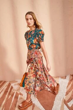 ULLA JOHNSON Ursa Skirt - Coral Bloom -Olivia Fashion Shop ULLA JOHNSON Ursa Skirt CORAL BLOOM 0019