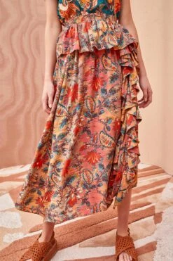 ULLA JOHNSON Ursa Skirt - Coral Bloom -Olivia Fashion Shop ULLA JOHNSON Ursa Skirt CORAL BLOOM 0080