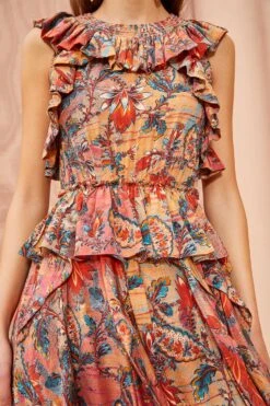 ULLA JOHNSON Violeta Dress - Coral Bloom -Olivia Fashion Shop ULLA JOHNSON Violeta Dress CORAL BLOOM 03