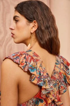 ULLA JOHNSON Violeta Dress - Coral Bloom -Olivia Fashion Shop ULLA JOHNSON Violeta Dress CORAL BLOOM 05