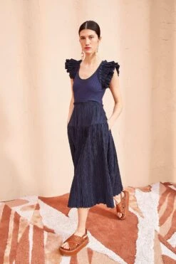 ULLA JOHNSON Virginia Dress - Midnight -Olivia Fashion Shop ULLA JOHNSON Virginia Dress MIDNIGHT 03