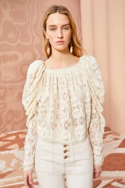 ULLA JOHNSON Vivi Blouse - Chalk -Olivia Fashion Shop ULLA JOHNSON Vivi Blouse CHALK 0080