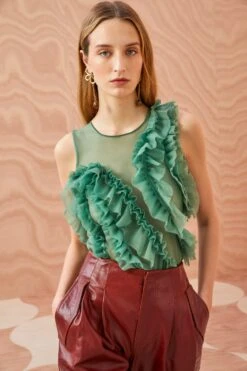 ULLA JOHNSON Winnifred Top - Jade 10 ULLA JOHNSON Winnifred Top - Jade -Olivia Fashion Shop ULLA JOHNSON Winnifred Top JADE 0168